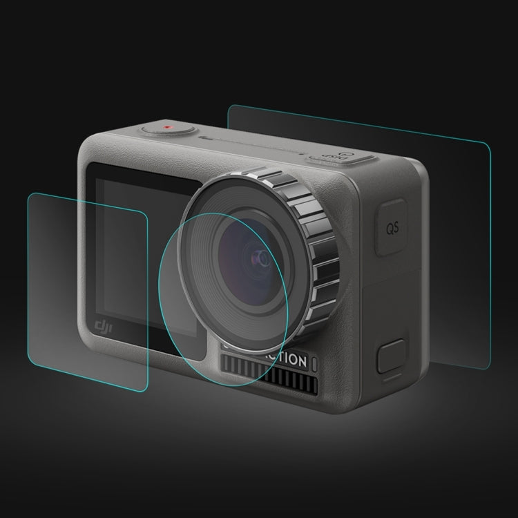 เลนส์ PULUZ + จอแสดงผล LCD ด้านหน้าและด้านหลัง 9H 2.5D ฟิล์มกระจกนิรภัยสำหรับ DJI Osmo Action, For DJI Osmo Action