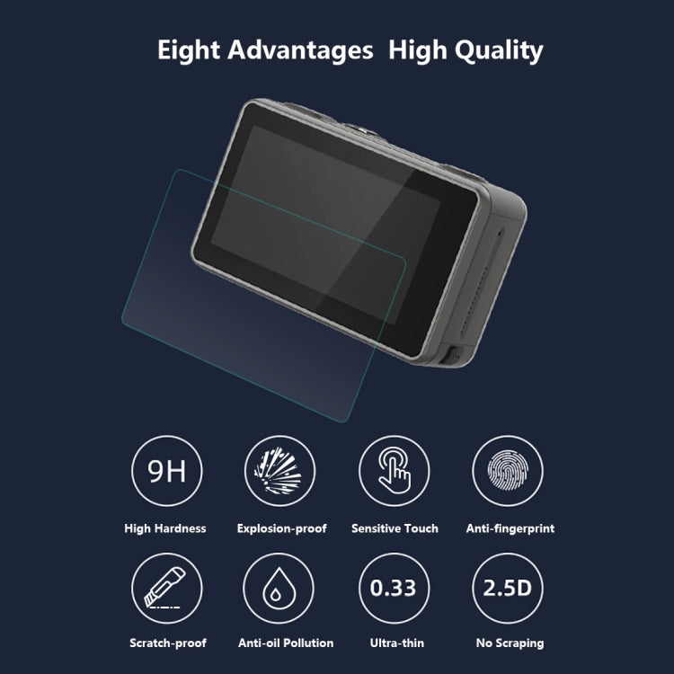 เลนส์ PULUZ + จอแสดงผล LCD ด้านหน้าและด้านหลัง 9H 2.5D ฟิล์มกระจกนิรภัยสำหรับ DJI Osmo Action, For DJI Osmo Action