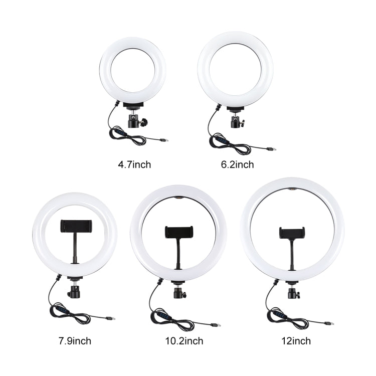 PULUZ เมาท์ฐานกลม + 6.2 นิ้ว 3 โหมด USB หรี่แสงได้วงแหวน LED วิดีโอบล็อกไฟวิดีโอปรับความสูงได้: 18 ซม. - 28 ซม., Desktop Mount+6.2 inch