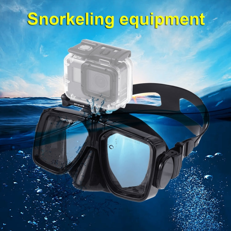 PULUZ กีฬาทางน้ำอุปกรณ์ดำน้ำหน้ากากดำน้ำว่ายน้ำแว่นตาสำหรับ GoPro Hero11 ดำ / HERO10 ดำ / HERO9 ดำ / HERO8 / HERO7 / 6/5/5 เซสชัน / 4 เซสชัน / 4/3+ / 3/2/1, Insta360 ONE R, DJIOsmo Action และกล้องแอคชั่นอื่นๆ