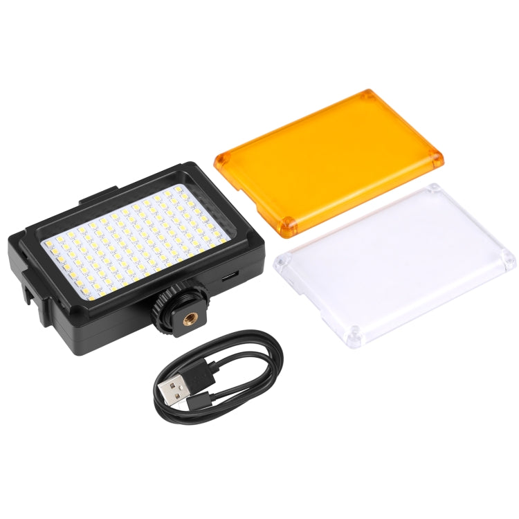 PULUZ Pocket 96 LEDs 860LM Professional Vlogging การถ่ายภาพวิดีโอและสตูดิโอถ่ายภาพแสงสีขาวและสีส้มตัวกรองแม่เหล็กแผงไฟสำหรับ Canon, Nikon, กล้อง DSLR, 104 LED