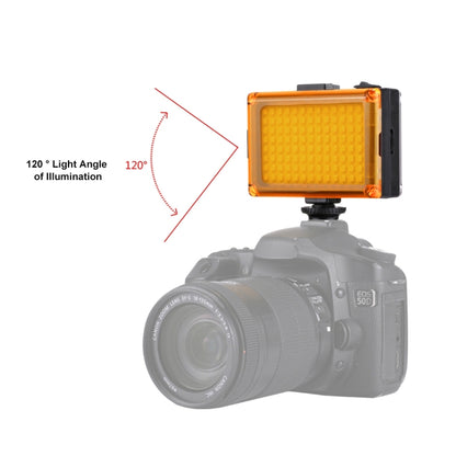 PULUZ Pocket 96 LEDs 860LM Professional Vlogging การถ่ายภาพวิดีโอและสตูดิโอถ่ายภาพแสงสีขาวและสีส้มตัวกรองแม่เหล็กแผงไฟสำหรับ Canon, Nikon, กล้อง DSLR, 104 LED