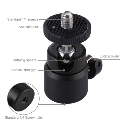 PULUZ 1/4 นิ้วสกรูโลหะขาตั้งหัวบอลอะแดปเตอร์พร้อมล็อค, Tripod Ball Head