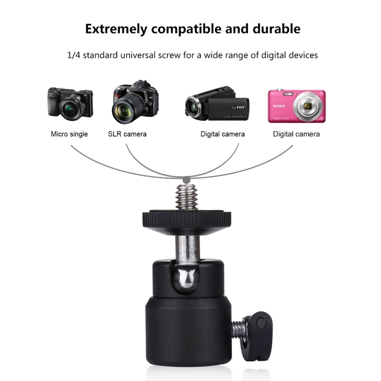 PULUZ 1/4 นิ้วสกรูโลหะขาตั้งหัวบอลอะแดปเตอร์พร้อมล็อค, Tripod Ball Head