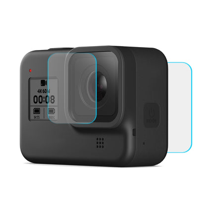 PULUZ สำหรับ GoPro HERO8 เลนส์สีดำ จอแสดงผล LCD 9H 2.5D ฟิล์มกระจกนิรภัย, For GoPro HERO8 Black