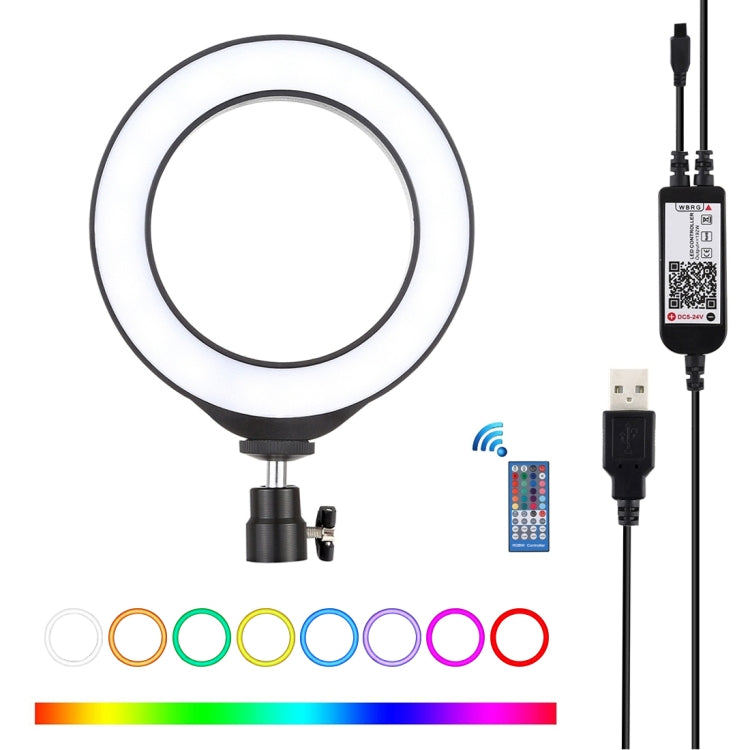 PULUZ 6.2 นิ้ว 16 ซม. USB RGBW หรี่แสงได้ LED แหวน Vlogging การถ่ายภาพไฟวิดีโอรองเท้าเย็นขาตั้งกล้องขาตั้งกล้อง & รีโมทคอนโทรล, 6.2 inch RGBW / Remote