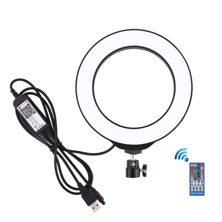 PULUZ 6.2 นิ้ว 16 ซม. USB RGBW หรี่แสงได้ LED แหวน Vlogging การถ่ายภาพไฟวิดีโอรองเท้าเย็นขาตั้งกล้องขาตั้งกล้อง & รีโมทคอนโทรล, 6.2 inch RGBW / Remote