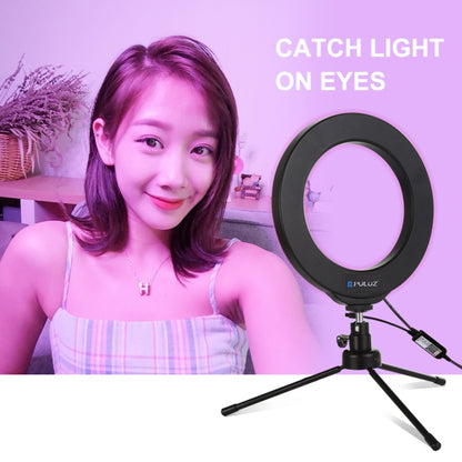 PULUZ 6.2 นิ้ว 16 ซม. USB RGBW หรี่แสงได้ LED แหวน Vlogging การถ่ายภาพไฟวิดีโอรองเท้าเย็นขาตั้งกล้องขาตั้งกล้อง & รีโมทคอนโทรล, 6.2 inch RGBW / Remote