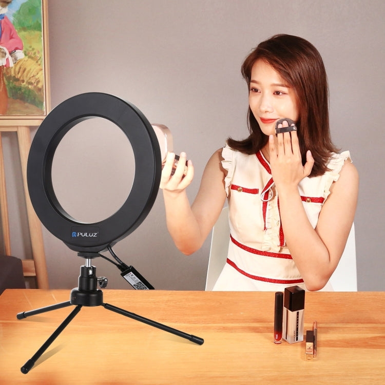 PULUZ 6.2 นิ้ว 16 ซม. USB RGBW หรี่แสงได้ LED แหวน Vlogging การถ่ายภาพไฟวิดีโอรองเท้าเย็นขาตั้งกล้องขาตั้งกล้อง & รีโมทคอนโทรล, 6.2 inch RGBW / Remote