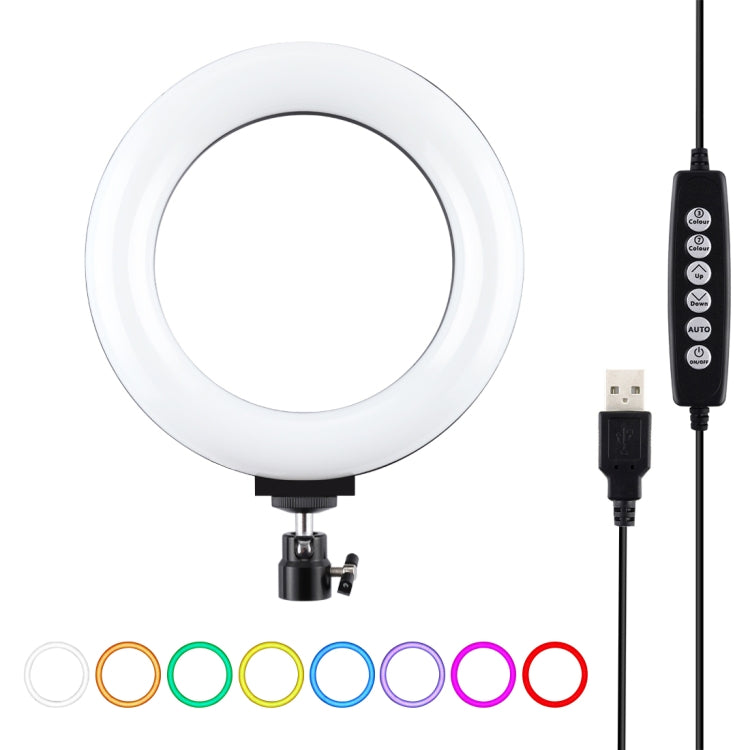 PULUZ 6.2 นิ้ว 16 ซม.USB 10 โหมด 8 สี RGBW หรี่แสงได้ LED แหวน Vlogging การถ่ายภาพวิดีโอไฟขาตั้งกล้องขาตั้งกล้อง, 6.2 inch RGBW