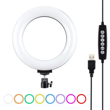 PULUZ 6.2 นิ้ว 16 ซม.USB 10 โหมด 8 สี RGBW หรี่แสงได้ LED แหวน Vlogging การถ่ายภาพวิดีโอไฟขาตั้งกล้องขาตั้งกล้อง, 6.2 inch RGBW