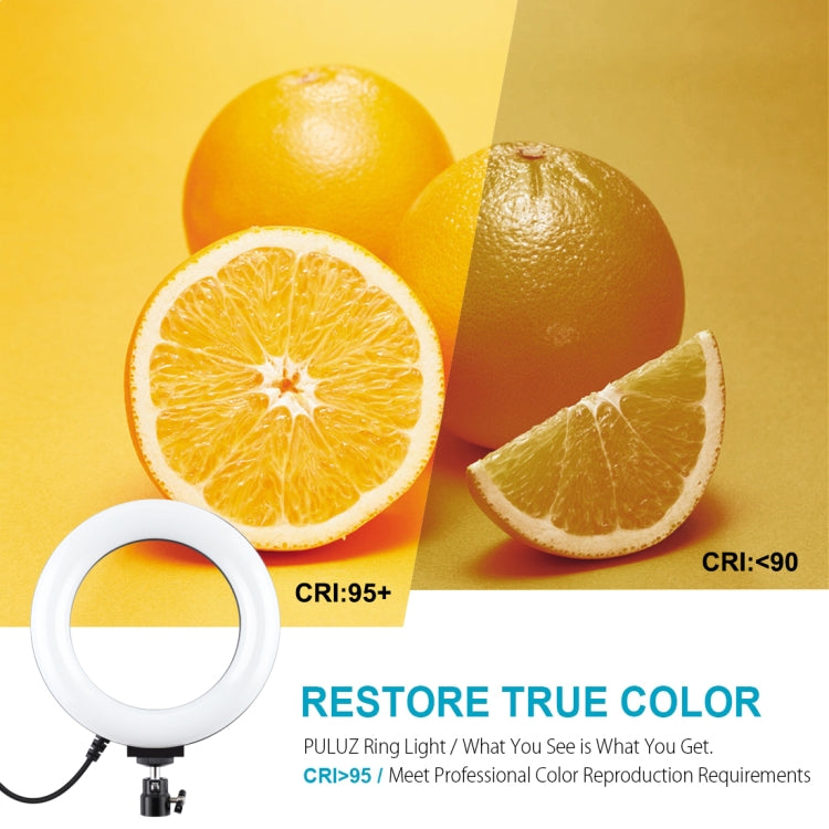 PULUZ 6.2 นิ้ว 16 ซม.USB 10 โหมด 8 สี RGBW หรี่แสงได้ LED แหวน Vlogging การถ่ายภาพวิดีโอไฟขาตั้งกล้องขาตั้งกล้อง, 6.2 inch RGBW