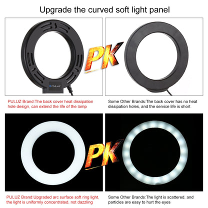 PULUZ 6.2 นิ้ว 16 ซม.USB 10 โหมด 8 สี RGBW หรี่แสงได้ LED แหวน Vlogging การถ่ายภาพวิดีโอไฟขาตั้งกล้องขาตั้งกล้อง, 6.2 inch RGBW