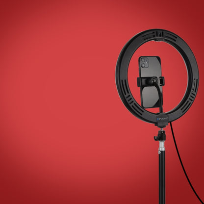 PULUZ 10.2 นิ้ว 26 ซม. USB 10 โหมด 8 สี RGBW หรี่แสงได้ LED แหวนวิดีโอบล็อกการถ่ายภาพไฟวิดีโอด้วยรองเท้าเย็นหัวบอลขาตั้งกล้องและที่หนีบโทรศัพท์, 10.2 inch RGBW