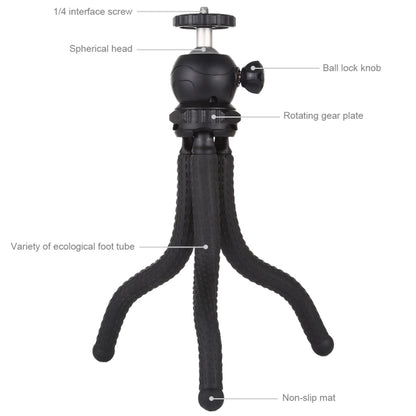 PULUZ Mini Octopus ที่ยึดขาตั้งกล้องแบบยืดหยุ่นพร้อมหัวบอลสำหรับกล้อง SLR, GoPro, โทรศัพท์มือถือ, ขนาด: 25cmx4.5cm, 25cm Tripod