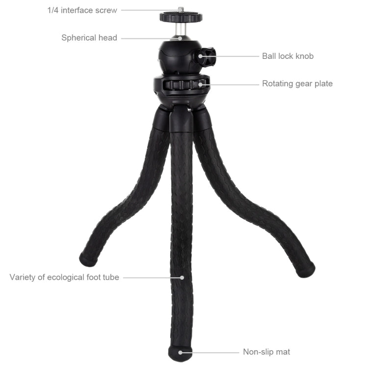 PULUZ Mini Octopus ที่ยึดขาตั้งกล้องแบบยืดหยุ่นพร้อมหัวบอลสำหรับกล้อง SLR, GoPro, โทรศัพท์มือถือ, ขนาด: 30cmx5cm, 30cm Tripod