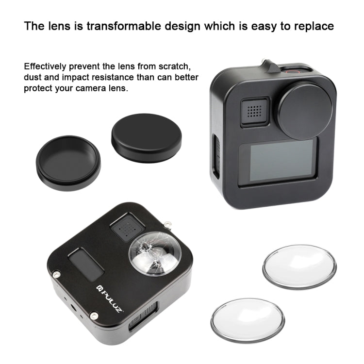 PULUZ ตัวเรือนเชลล์ CNC อลูมิเนียมอัลลอยด์กรงป้องกันสำหรับ GoPro Max, Aluminum Alloy Cage