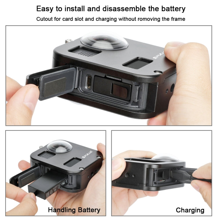 PULUZ ตัวเรือนเชลล์ CNC อลูมิเนียมอัลลอยด์กรงป้องกันสำหรับ GoPro Max, Aluminum Alloy Cage