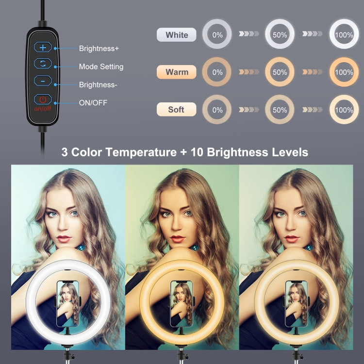 PULUZ 11.8 นิ้ว 30 ซม. USB 3 โหมดหรี่แสงได้อุณหภูมิสีคู่ LED โค้งกระจายแสงแหวนวิดีโอบล็อกเซลฟีการถ่ายภาพไฟวิดีโอพร้อมแคลมป์โทรศัพท์, 11.8 inch