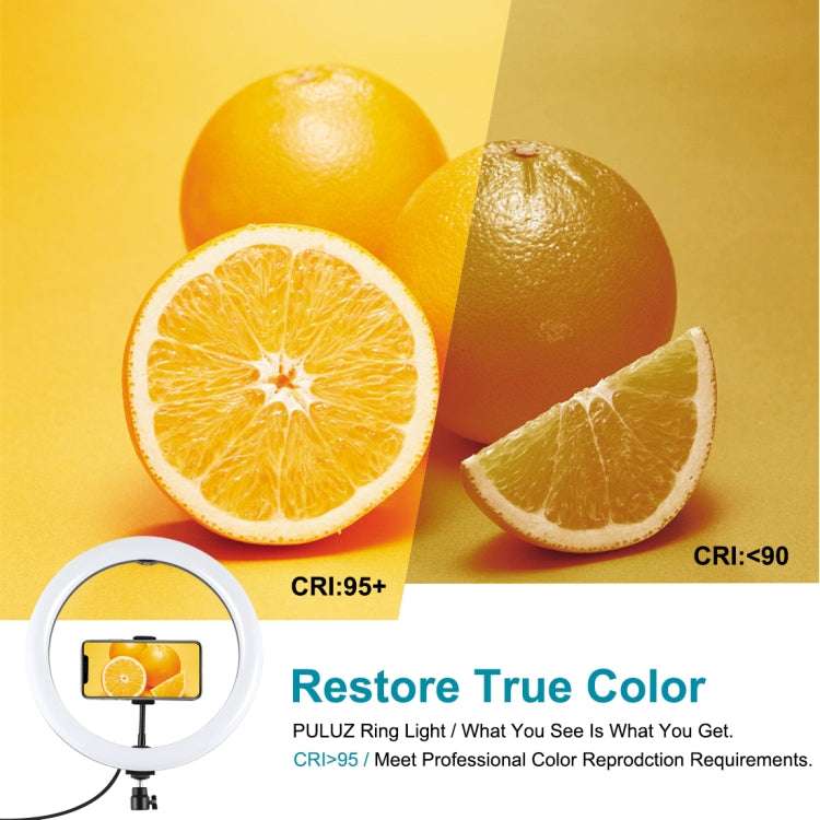 PULUZ 11.8 นิ้ว 30 ซม. USB 3 โหมดหรี่แสงได้อุณหภูมิสีคู่ LED โค้งกระจายแสงแหวนวิดีโอบล็อกเซลฟีการถ่ายภาพไฟวิดีโอพร้อมแคลมป์โทรศัพท์, 11.8 inch