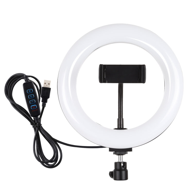 PULUZ 7.9 นิ้ว 20 ซม. USB 3 โหมดหรี่แสงได้อุณหภูมิสีคู่ LED แหวนแสงโค้งวิดีโอบล็อกเซลฟีการถ่ายภาพไฟวิดีโอพร้อมแคลมป์โทรศัพท์, 7.9 inch