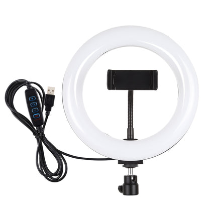 PULUZ 7.9 นิ้ว 20 ซม. USB 3 โหมดหรี่แสงได้อุณหภูมิสีคู่ LED แหวนแสงโค้งวิดีโอบล็อกเซลฟีการถ่ายภาพไฟวิดีโอพร้อมแคลมป์โทรศัพท์, 7.9 inch
