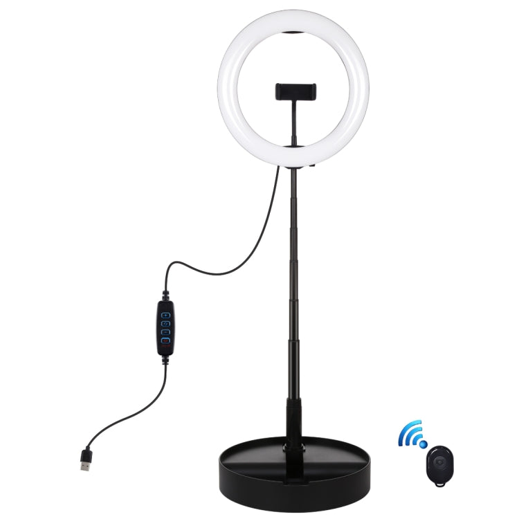 PULUZ 10.2 นิ้ว 26 ซม. USB 3 โหมดหรี่แสงได้อุณหภูมิสีแบบ Dual LED แหวนโค้งวิดีโอบล็อกเซลฟีการถ่ายภาพวิดีโอไฟพร้อม Bluetooth รีโมทชัตเตอร์และที่วางสก์ท็อปแบบพับได้และที่หนีบโทรศัพท์