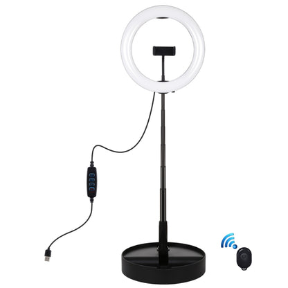 PULUZ 10.2 นิ้ว 26 ซม. USB 3 โหมดหรี่แสงได้อุณหภูมิสีแบบ Dual LED แหวนโค้งวิดีโอบล็อกเซลฟีการถ่ายภาพวิดีโอไฟพร้อม Bluetooth รีโมทชัตเตอร์และที่วางสก์ท็อปแบบพับได้และที่หนีบโทรศัพท์