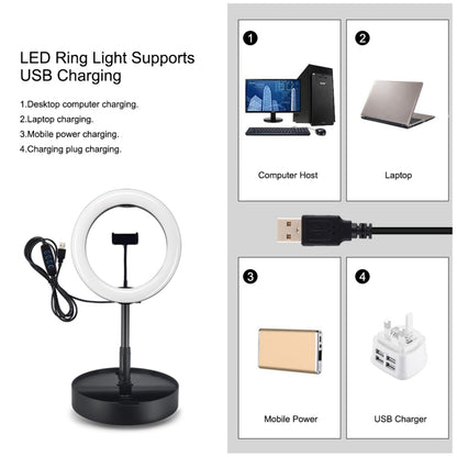 PULUZ 10.2 นิ้ว 26 ซม. USB 3 โหมดหรี่แสงได้อุณหภูมิสีแบบ Dual LED แหวนโค้งวิดีโอบล็อกเซลฟีการถ่ายภาพวิดีโอไฟพร้อม Bluetooth รีโมทชัตเตอร์และที่วางสก์ท็อปแบบพับได้และที่หนีบโทรศัพท์