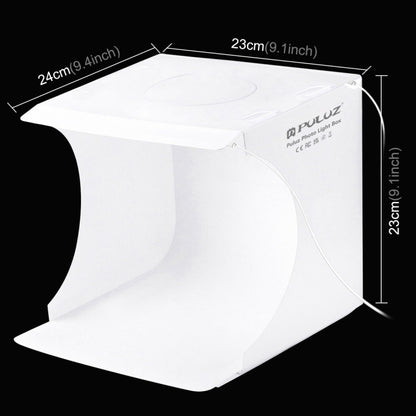 PULUZ 20 ซม. รวม 2 LED แผงพับแบบพกพา 1100LM แสงภาพแสงสตูดิโอถ่ายภาพเต็นท์กล่องชุดที่มี 6 ฉากหลังสี (สีดำ, สีขาว, สีเหลือง, สีแดง, สีเขียว, สีฟ้า), ขนาดแฉ: 24 ซม. x 23 ซม. x 23 ซม., 20cm(2 LED)