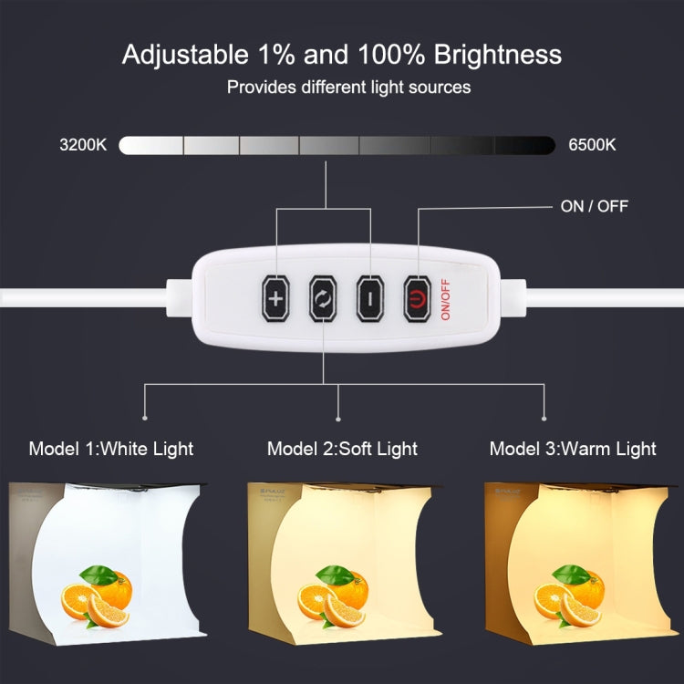 PULUZ 23 ซม. แหวน LED แผงพับแสงแบบพกพาภาพแสงสตูดิโอถ่ายภาพเต็นท์กล่องชุดที่มี 6 สีฉากหลัง (สีดำ, สีขาว, สีเหลือง, สีแดง, สีเขียว, สีฟ้า), แฉขนาด: 24 ซม. x 23 ซม. x 23 ซม., 23cm Ring LED Panel