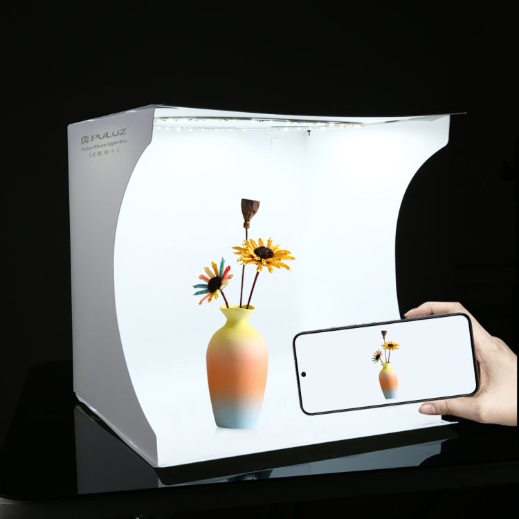 PULUZ 30 ซม.พับแบบพกพาแหวนไฟบอร์ดภาพสตูดิโอถ่ายภาพเต็นท์กล่องชุด 6 สีฉากหลัง (สีดำ,สีขาว,สีเหลือง,สีแดง,สีเขียว,สีฟ้า), ขนาดแฉ: 31 ซม.x 31 ซม.x 32 ซม., 30cm Box