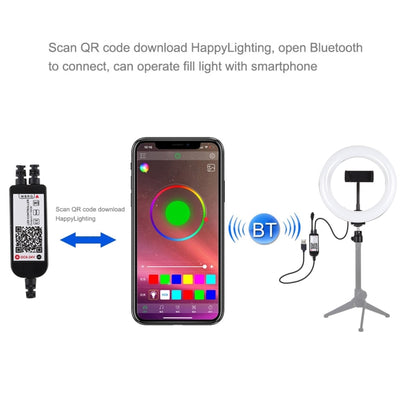 PULUZ 7.9 นิ้ว 20 ซม. USB RGB หรี่แสงได้ LED อุณหภูมิสีคู่ LED แหวนไฟโค้งวิดีโอบล็อกเซลฟีการถ่ายภาพไฟวิดีโอพร้อมแคลมป์โทรศัพท์, 7.9 inch RGBW