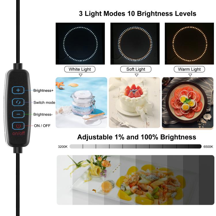 PULUZ 40 ซม. พับแบบพกพาแหวนไฟ USB ภาพแสงสตูดิโอถ่ายภาพเต็นท์กล่องที่มี 6 x ฉากหลังสีสองด้านขนาด: 40 ซม. x 40 ซม. x 40 ซม., 40cm