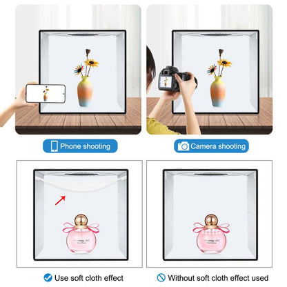 PULUZ 40 ซม. พับแบบพกพาแหวนไฟ USB ภาพแสงสตูดิโอถ่ายภาพเต็นท์กล่องที่มี 6 x ฉากหลังสีสองด้านขนาด: 40 ซม. x 40 ซม. x 40 ซม., 40cm