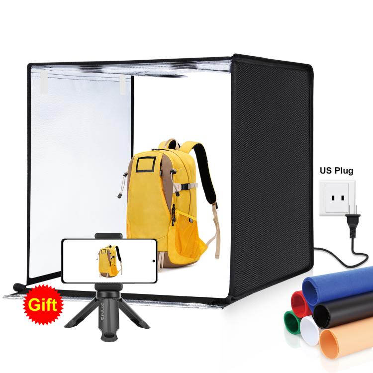 PULUZ กล่องไฟสตูดิโอถ่ายแบบพกพา 60 x 60 x 60 ซม. เต็นท์แสง LED 5500K แสงสีขาวหรี่แสงได้มินิ 36W สตูดิโอถ่ายภาพชุดเต็นท์พร้อมฉากหลังที่ถอดออกได้ 6 ชิ้น (สีดำสีส้มสีขาวสีเขียวสีฟ้าสีแดง), 60cm Box(US), 60cm Box(UK), 60cm Box(EU), 60cm Box(AU)