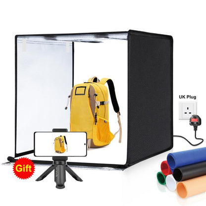 PULUZ กล่องไฟสตูดิโอถ่ายแบบพกพา 60 x 60 x 60 ซม. เต็นท์แสง LED 5500K แสงสีขาวหรี่แสงได้มินิ 36W สตูดิโอถ่ายภาพชุดเต็นท์พร้อมฉากหลังที่ถอดออกได้ 6 ชิ้น (สีดำสีส้มสีขาวสีเขียวสีฟ้าสีแดง), 60cm Box(US), 60cm Box(UK), 60cm Box(EU), 60cm Box(AU)