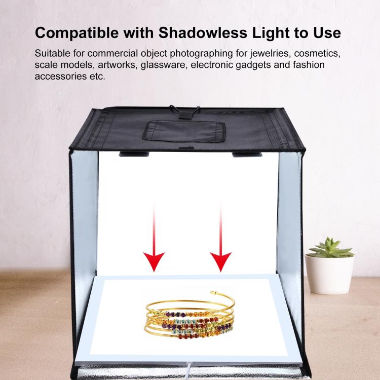 PULUZ กล่องไฟสตูดิโอถ่ายแบบพกพา 60 x 60 x 60 ซม. เต็นท์แสง LED 5500K แสงสีขาวหรี่แสงได้มินิ 36W สตูดิโอถ่ายภาพชุดเต็นท์พร้อมฉากหลังที่ถอดออกได้ 6 ชิ้น (สีดำสีส้มสีขาวสีเขียวสีฟ้าสีแดง), 60cm Box(US), 60cm Box(UK), 60cm Box(EU), 60cm Box(AU)