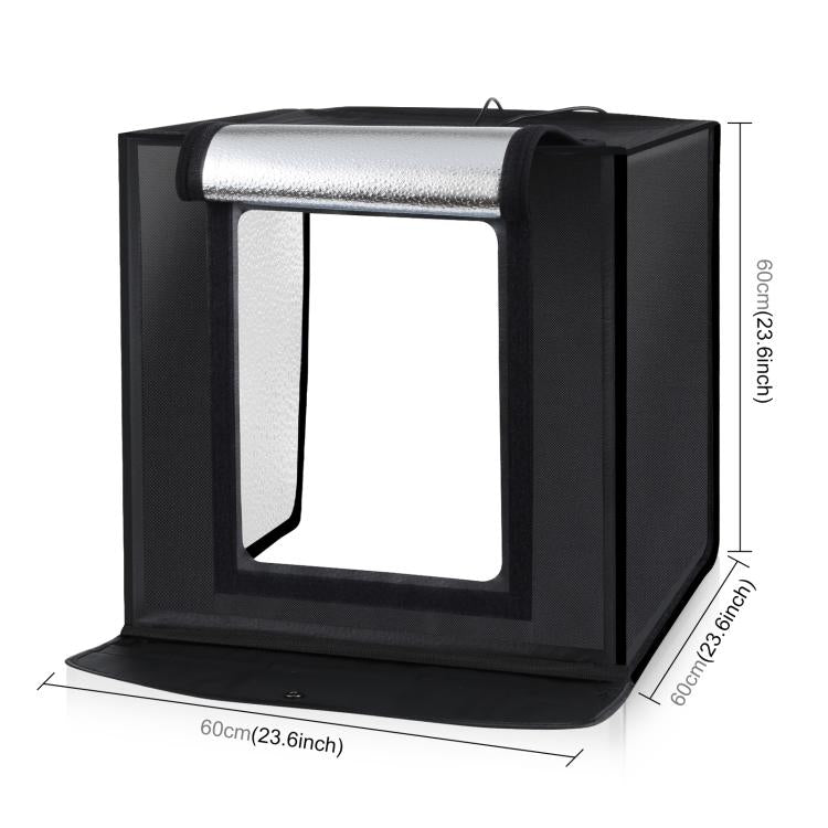 PULUZ กล่องไฟสตูดิโอถ่ายแบบพกพา 60 x 60 x 60 ซม. เต็นท์แสง LED 5500K แสงสีขาวหรี่แสงได้มินิ 36W สตูดิโอถ่ายภาพชุดเต็นท์พร้อมฉากหลังที่ถอดออกได้ 6 ชิ้น (สีดำสีส้มสีขาวสีเขียวสีฟ้าสีแดง), 60cm Box(US), 60cm Box(UK), 60cm Box(EU), 60cm Box(AU)