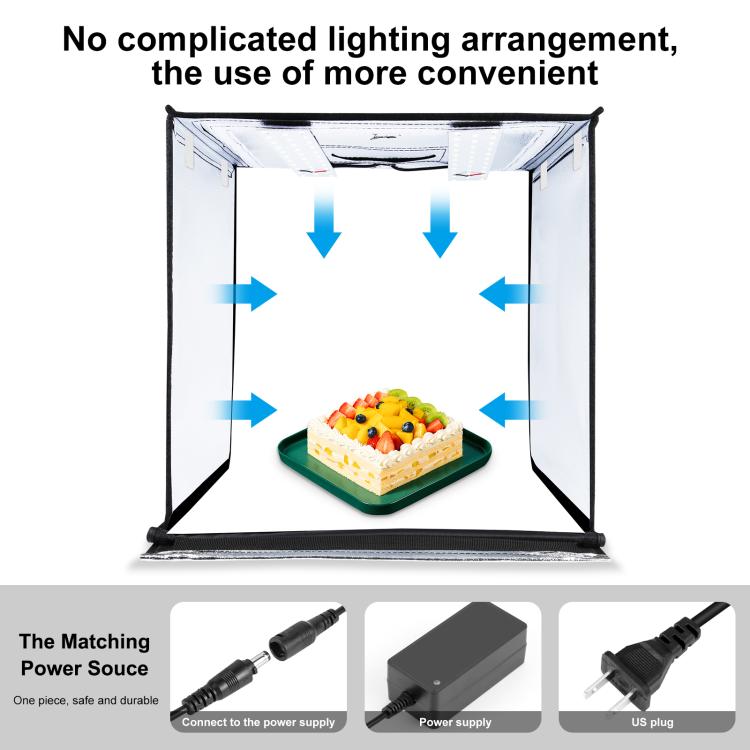 PULUZ กล่องไฟสตูดิโอถ่ายแบบพกพา 60 x 60 x 60 ซม. เต็นท์แสง LED 5500K แสงสีขาวหรี่แสงได้มินิ 36W สตูดิโอถ่ายภาพชุดเต็นท์พร้อมฉากหลังที่ถอดออกได้ 6 ชิ้น (สีดำสีส้มสีขาวสีเขียวสีฟ้าสีแดง), 60cm Box(US), 60cm Box(UK), 60cm Box(EU), 60cm Box(AU)
