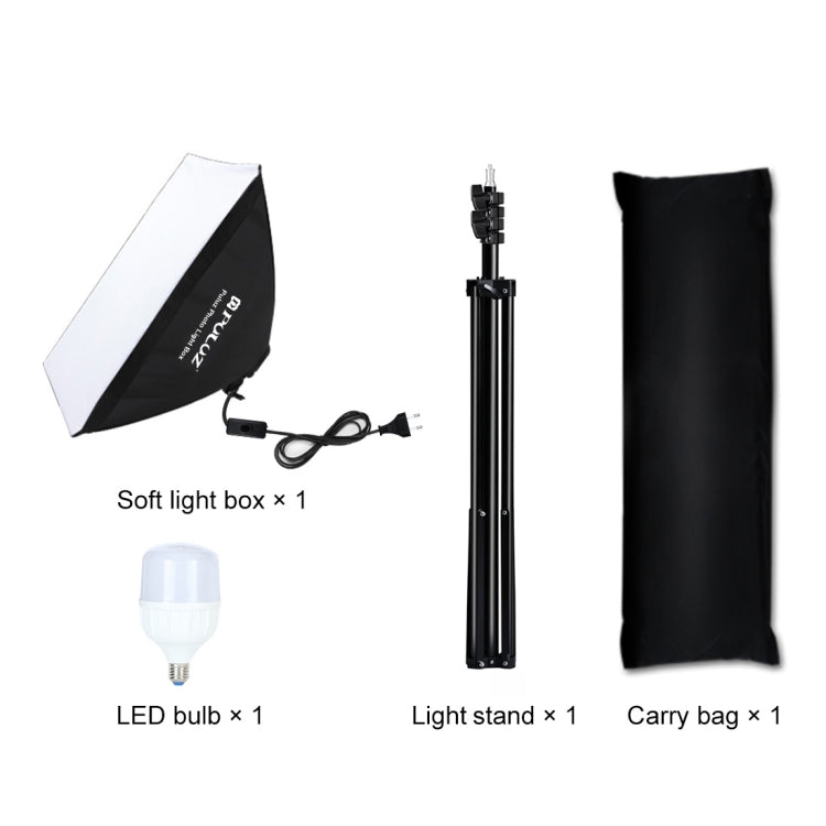 PULUZ 50x70 ซม.สตูดิโอ Softbox + 2 M ขาตั้งกล้อง + E27 30W 5700K หลอดไฟ LED สีขาวชุดถ่ายภาพ, Single Bulb EU Plug, Single Bulb US Plug
