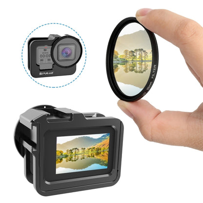 PULUZ สำหรับ GoPro HERO12 สีดำ / 11 สีดำ / 10 สีดำ / 9 สีดำข้นที่อยู่อาศัยเชลล์ CNC อลูมิเนียมอัลลอยด์กรงป้องกันที่มีกรอบประกันและ 52 มิลลิเมตรเลนส์ยูวี, For GoPro HERO9 Black Thicken