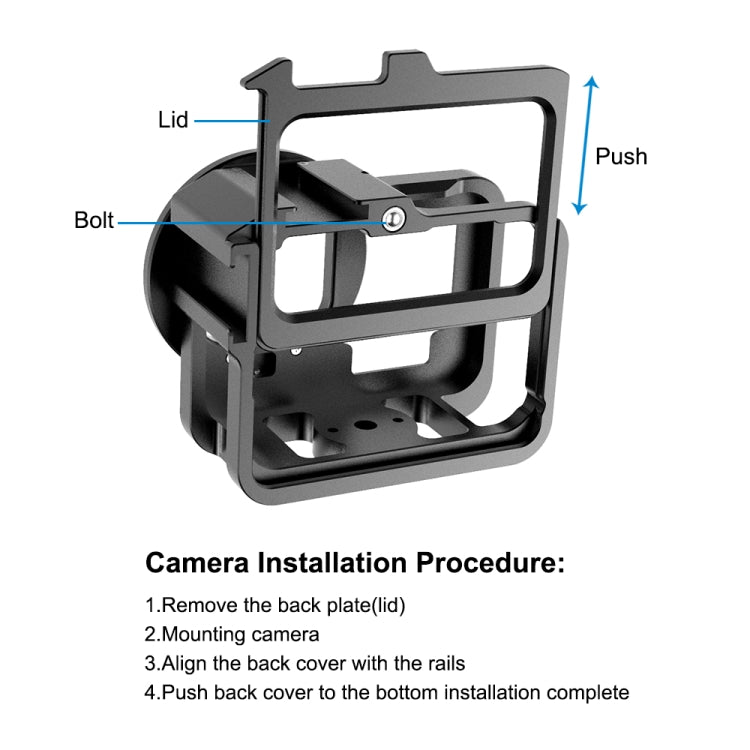 PULUZ สำหรับ GoPro HERO12 สีดำ / 11 สีดำ / 10 สีดำ / 9 สีดำข้นที่อยู่อาศัยเชลล์ CNC อลูมิเนียมอัลลอยด์กรงป้องกันที่มีกรอบประกันและ 52 มิลลิเมตรเลนส์ยูวี, For GoPro HERO9 Black Thicken
