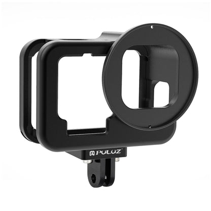 PULUZ สำหรับ GoPro HERO12 สีดำ / 11 สีดำ / 10 สีดำ / 9 สีดำบางที่อยู่อาศัยเชลล์ CNC อลูมิเนียมอัลลอยด์กรงป้องกันที่มีกรอบประกันและ 52 มิลลิเมตรเลนส์ UV, For GoPro HERO9 Black Thin