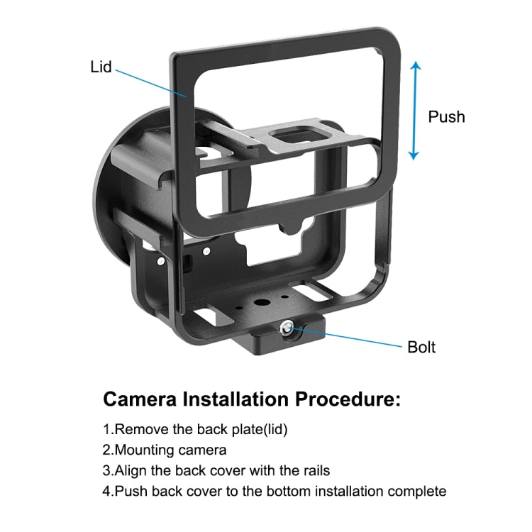 PULUZ สำหรับ GoPro HERO12 สีดำ / 11 สีดำ / 10 สีดำ / 9 สีดำบางที่อยู่อาศัยเชลล์ CNC อลูมิเนียมอัลลอยด์กรงป้องกันที่มีกรอบประกันและ 52 มิลลิเมตรเลนส์ UV, For GoPro HERO9 Black Thin