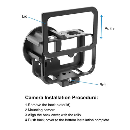 PULUZ สำหรับ GoPro HERO12 สีดำ / 11 สีดำ / 10 สีดำ / 9 สีดำบางที่อยู่อาศัยเชลล์ CNC อลูมิเนียมอัลลอยด์กรงป้องกันที่มีกรอบประกันและ 52 มิลลิเมตรเลนส์ UV, For GoPro HERO9 Black Thin