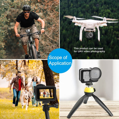 PULUZ สำหรับ GoPro HERO12 สีดำ / 11 สีดำ / 10 สีดำ / 9 สีดำบางที่อยู่อาศัยเชลล์ CNC อลูมิเนียมอัลลอยด์กรงป้องกันที่มีกรอบประกันและ 52 มิลลิเมตรเลนส์ UV, For GoPro HERO9 Black Thin