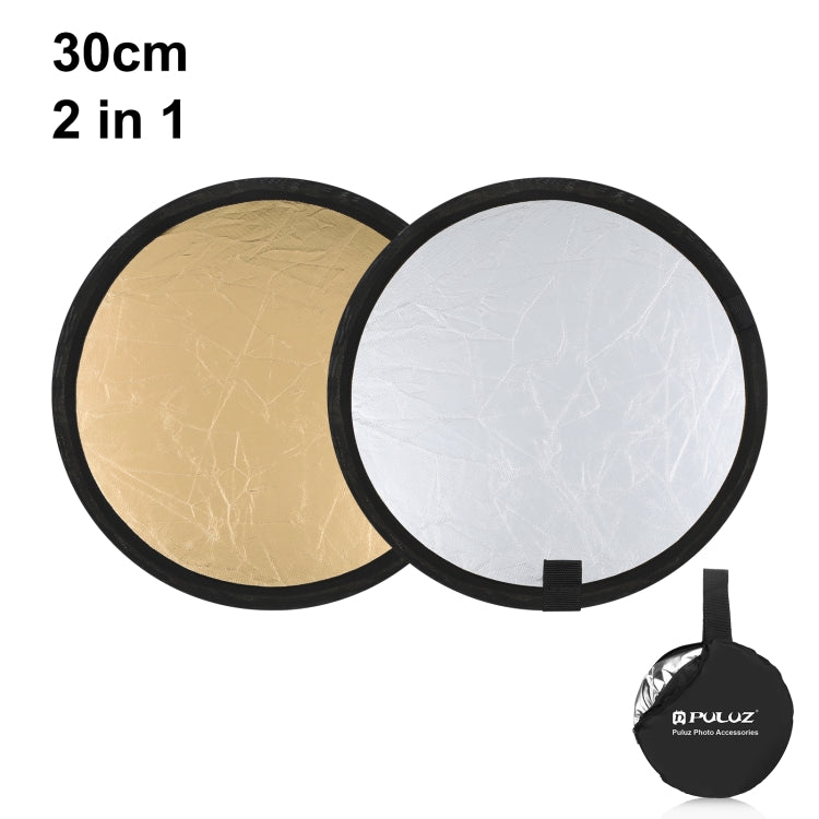 PULUZ 30cm 2 in 1 เงิน / ทองพับสตูดิโอถ่ายแผ่นสะท้อนแสง, 30cm Reflector