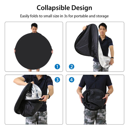 PULUZ 60cm 5 in 1 (สีเงิน / โปร่งแสง / ทอง / ขาว / ดำ) สตูดิโอถ่ายภาพแบบพับได้แผ่นสะท้อนแสง, 60cm Reflector
