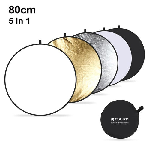 PULUZ 80cm 5 in 1 (สีเงิน / โปร่งแสง / ทอง / ขาว / ดำ) สตูดิโอถ่ายภาพแบบพับได้แผ่นสะท้อนแสง, 80cm Reflector
